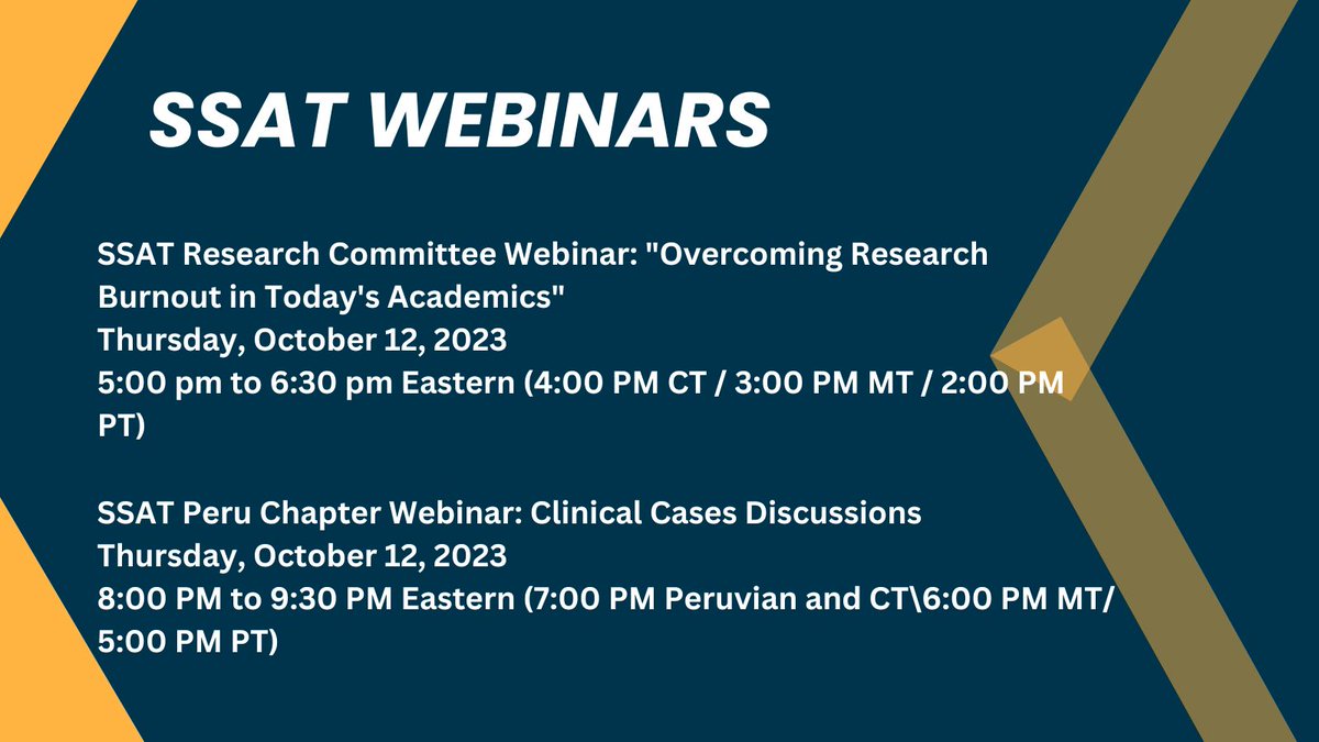 Tomorrow!! Join the Research Committee and the Peru Chapter for these two webinars. Make it a double play! To register: ssat.com/webinar/