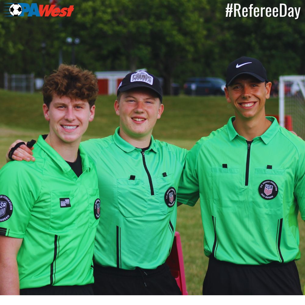SoccerPAWest's tweet photo. Without referees, there are no games! Thank you to ALL referees who sacrifice their time and effort to help make our environment the best it can be on the field! 

#RefereeDay #NoRefNoGame https://t.co/55PWVH9VGy