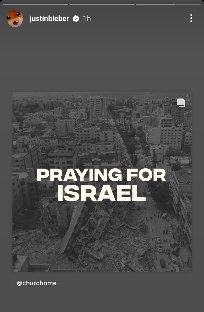 zoo_bear's tweet photo. Canadian singer @justinbieber had shared an image on his Instagram story with the words "Praying for Israel" by using an image from Gaza, Palastine. He later realised and deleted/replaced the image. https://t.co/VaLAXVSLWP