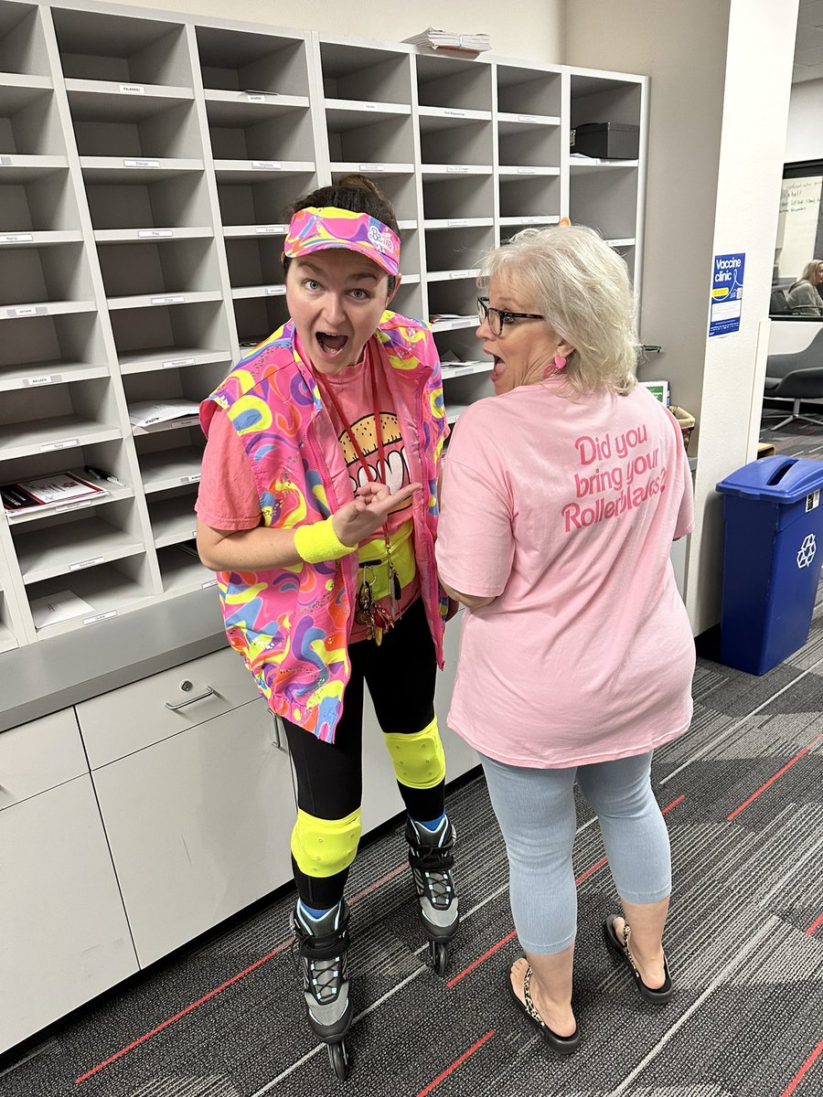 It’s Ken and Barbie day! We’ve got rollerblading Barbie visiting us to celebrate Homecoming week! <a href="/ItsCoachStivers/">Coach Stivers</a> <a href="/gailcary/">Gail Cary</a> <a href="/CMSWestWrangler/">Coppell Middle School West</a>