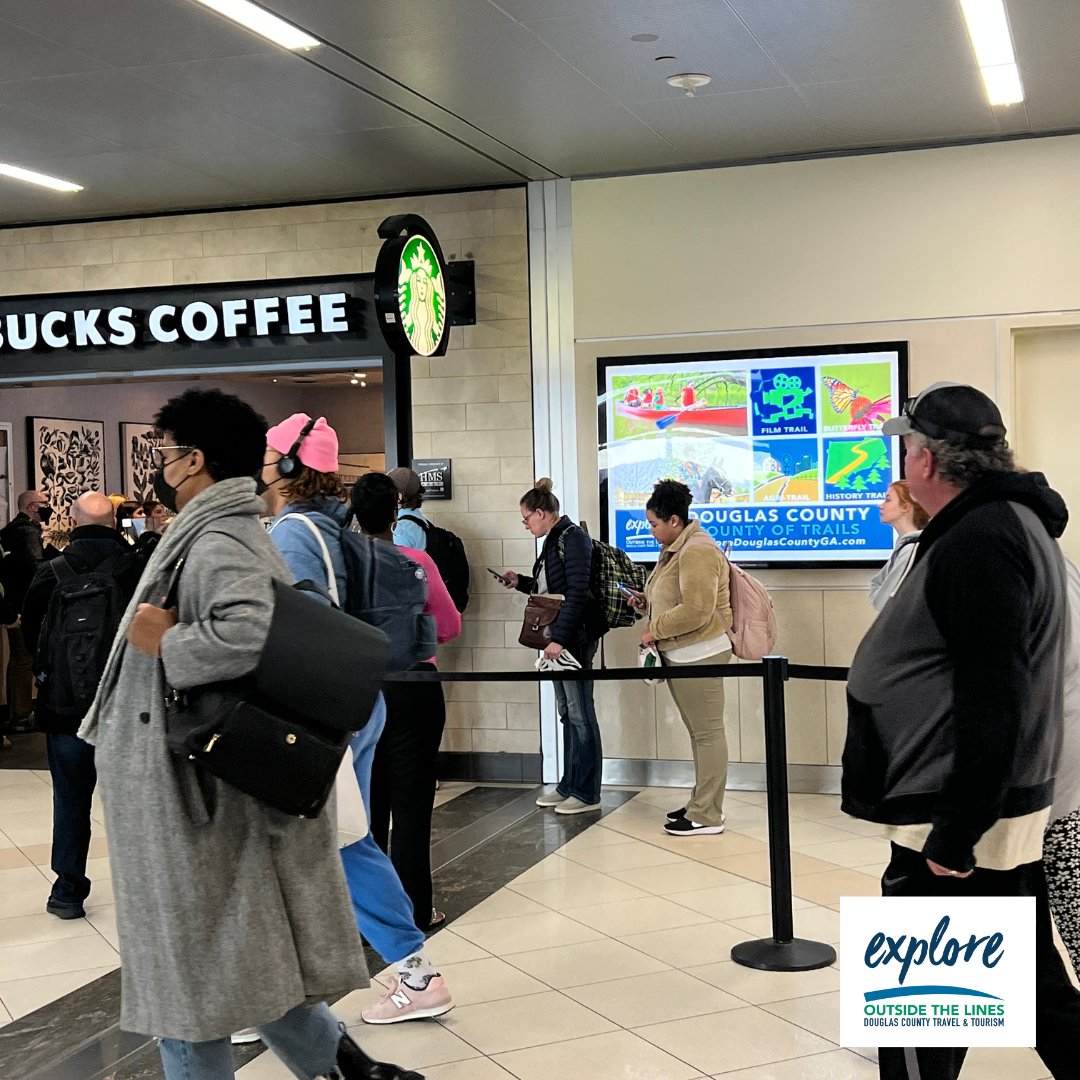The next time you are at Hartsfield-Jackson International Airport at the Delta Terminal, take a pic of our DCTT airport billboard next to Starbucks and tag us! We'll post your picture on our social media pages.​​​​​​​☕️​​​​​​​​​
#ExploreDouglasCountyGA #Atlanta #delta #starbucks