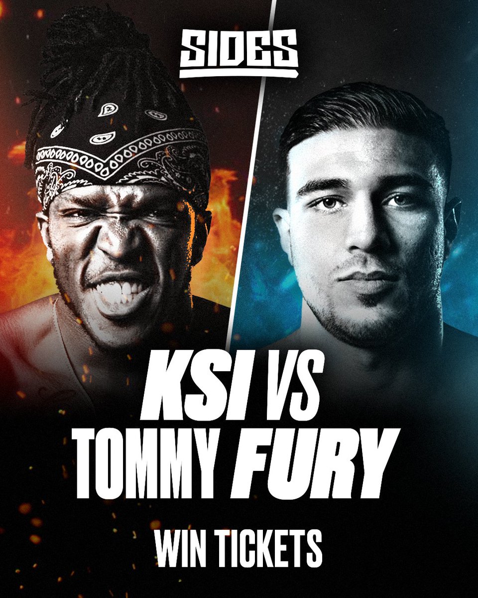 🥊 WIN KSI V TOMMY FURY TICKETS 🥊 Fancy being at the biggest boxing event of the year? Of course you do…For your chance to win 2 x @misfitsboxing Prime Card tickets all you have to do is: 1) RT & LIKE this post 2) Follow @eatsides 3) Tag who you'd bring Good luck 🫡