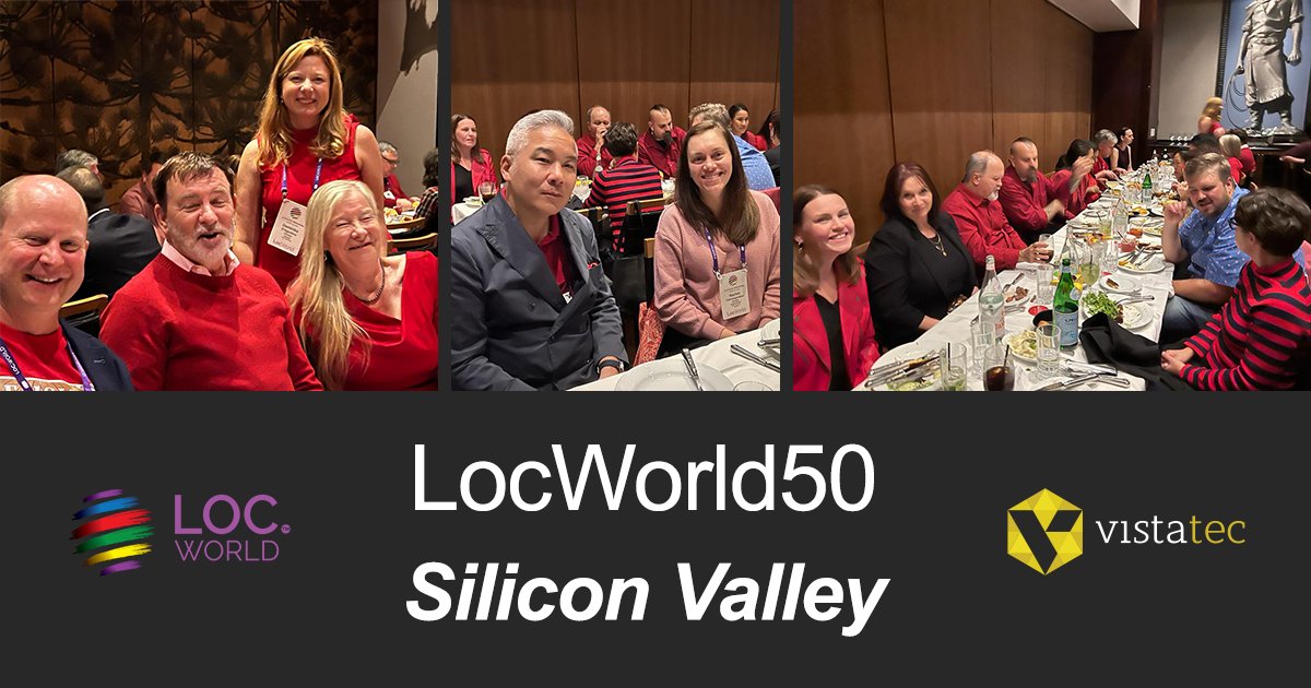 VistatecGlobal's tweet photo. We hope everyone is enjoying #LocWorld50 Silicon Valley! #Vistatec #ThinkGlobal https://t.co/B5CXCZGffH