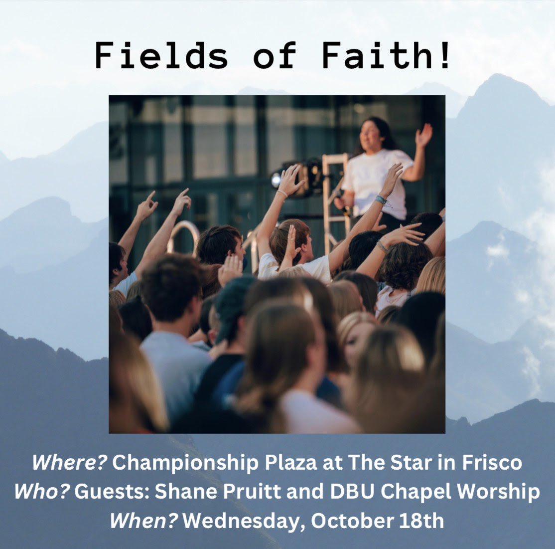 Feilds of faith is next Wednesday at 6:30pm!!! Hope to see all of y’all there🙌🏼🙌🏼