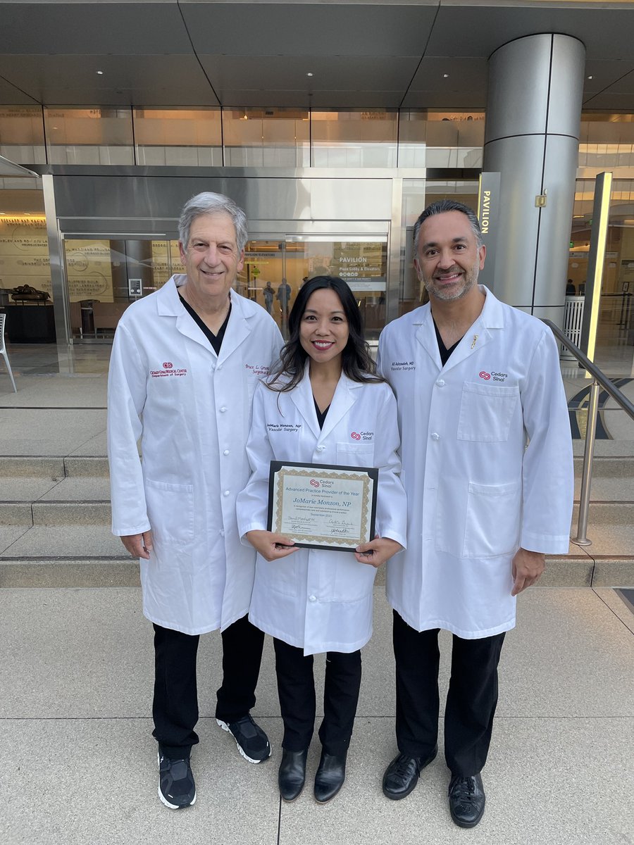 Congratulations to JoMarie Monzon for being selected as the Advanced Practice Provider (#APP) of the year at Cedars-Sinai! We are so proud of you! 🌟@CedarsSinai @SmidtHeart @DeptSurgeryCS @VascularSurgCS