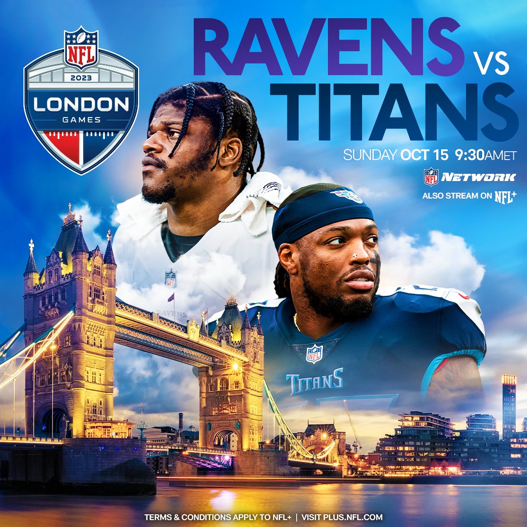 Who’s getting the W across the pond? 🇬🇧 #NFLLondonGames @NFLUK 📺: #BALvsTEN — Sunday 9:30am ET on NFL Network 📱: Stream on #NFLPlus