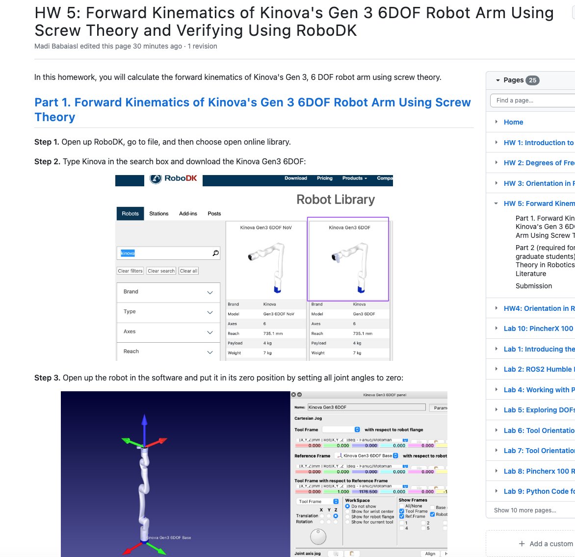 madibabaiasl's tweet image. Lesson 7, Lab 10 and HW 5 are updated in the Modern Robotics I's wiki that I am currently teaching at Saint Louis University (SLU).
github.com/madibabaiasl/m…
#modernrobotics #saintlouisuniversity #slu #robotics #forwardkinematics #screwtheory