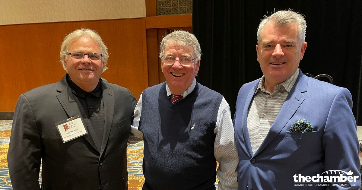 The Chamber’s @durochergreg is at the #CCEC conference this week in Calgary networking with other Chamber leaders to debate policies to help businesses. Pictured with Greg is Chamber consultant @DaveKilbyWACE & @CdnChamberofCom’s @ifaris. #chambernetwork