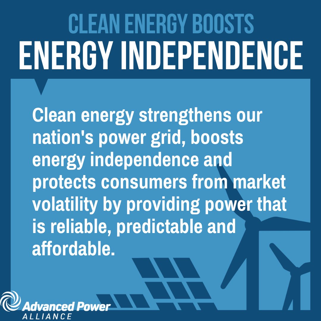 AdvancedPowerLA's tweet image. #CleanEnergy strengthens our nation's power grid, boosts #EnergyIndependence and protects consumers from market volatility by providing power that is reliable, predictable and affordable.