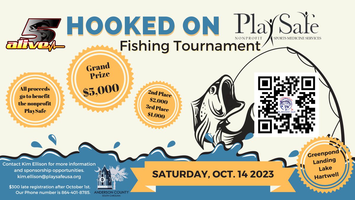 Calling all local fishermen! Join in on the fun by participating in the Hooked on Playsafe Fishing Tournament  🎣🐟 

📆 October 18th 
📍 Lake Hartwell, Greenpond Landing
🔗 Click to learn more - playsafeusa.org/event/hooked-o…