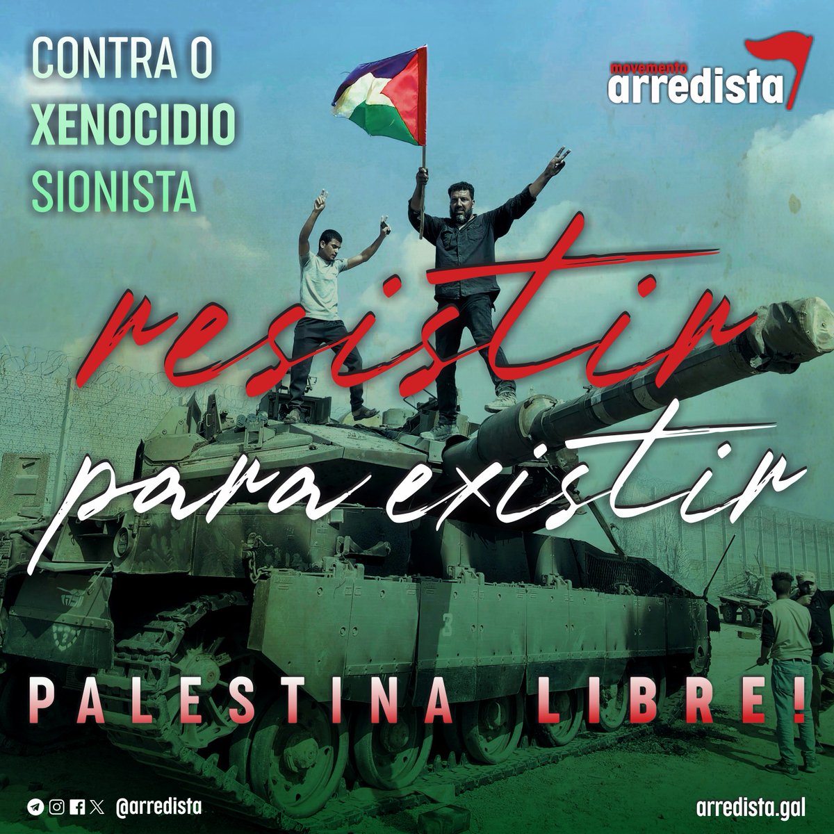 🇵🇸 Nun momento como este, comprometémonos a intensificar a nosa acción solidaria co pobo palestino, que leva máis de 75 anos resistindo o colonialismo da entidade sionista.

Palestina libre!

📃 Comunicado: arredista.gal/sobre-a-situac…