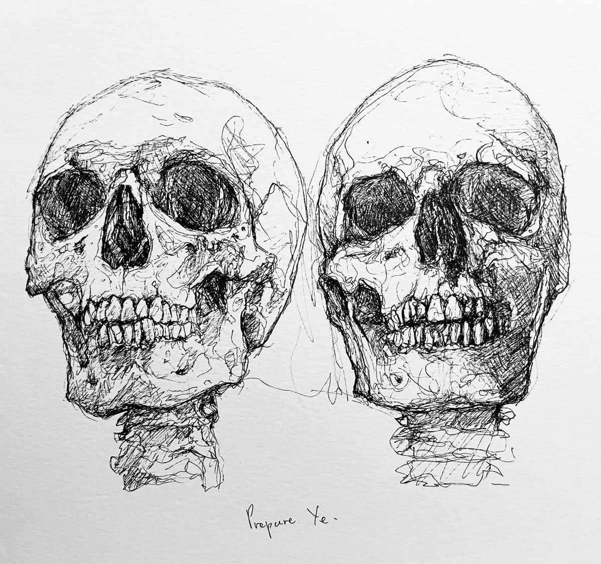 LydiaMcC414141's tweet photo. The moody, rainy weather coupled with some rather great tunes, resulted in a couple of sketchy skulls💀🖊️.

.
.

#illustration #anatomy #human #skull #skeleton #pen #drawing #sketch #spooky #illustrationartists #humanskull #pensketch https://t.co/wh908M1Qlf