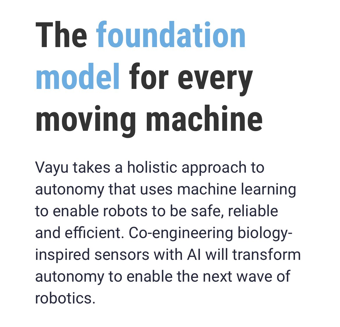 @nitishsr @VayuRobotics Congratulations on the raise! @VayuRobotics has an inspiring mission. I’m excited to follow the journey going forward. 

“Vayu is developing mobile robotics in a novel way by creating a common nervous system that can power autonomous robots at scale, taking a holistic approach in