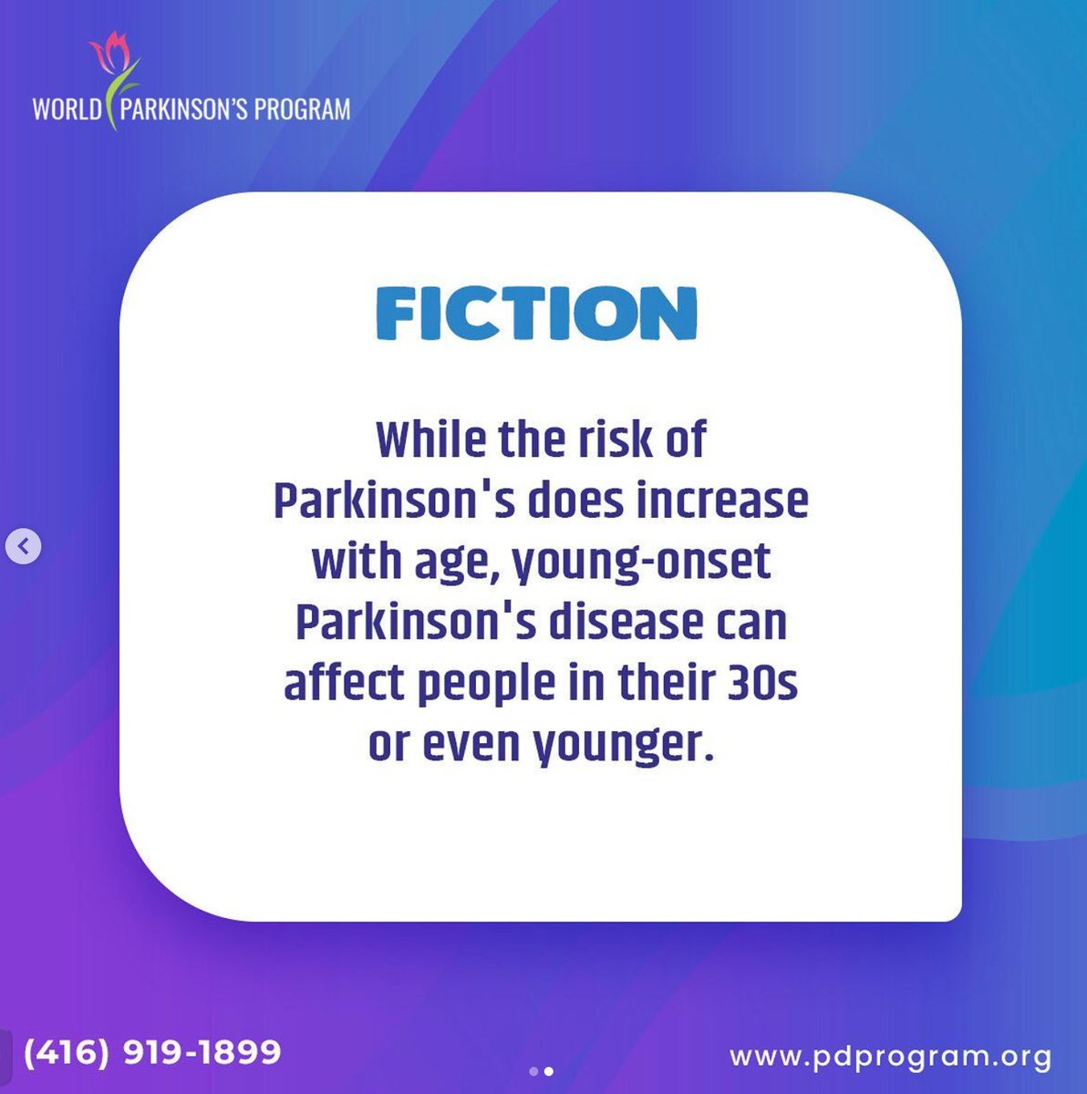 The World Parkinson’s Program aims to make life better for people with Parkinson’s disease by improving care and advancing research toward a cure, join us in supporting @wparkinsonsprogram‘s mission!

Spread awareness by sharing this post or donating at pdprogram.org