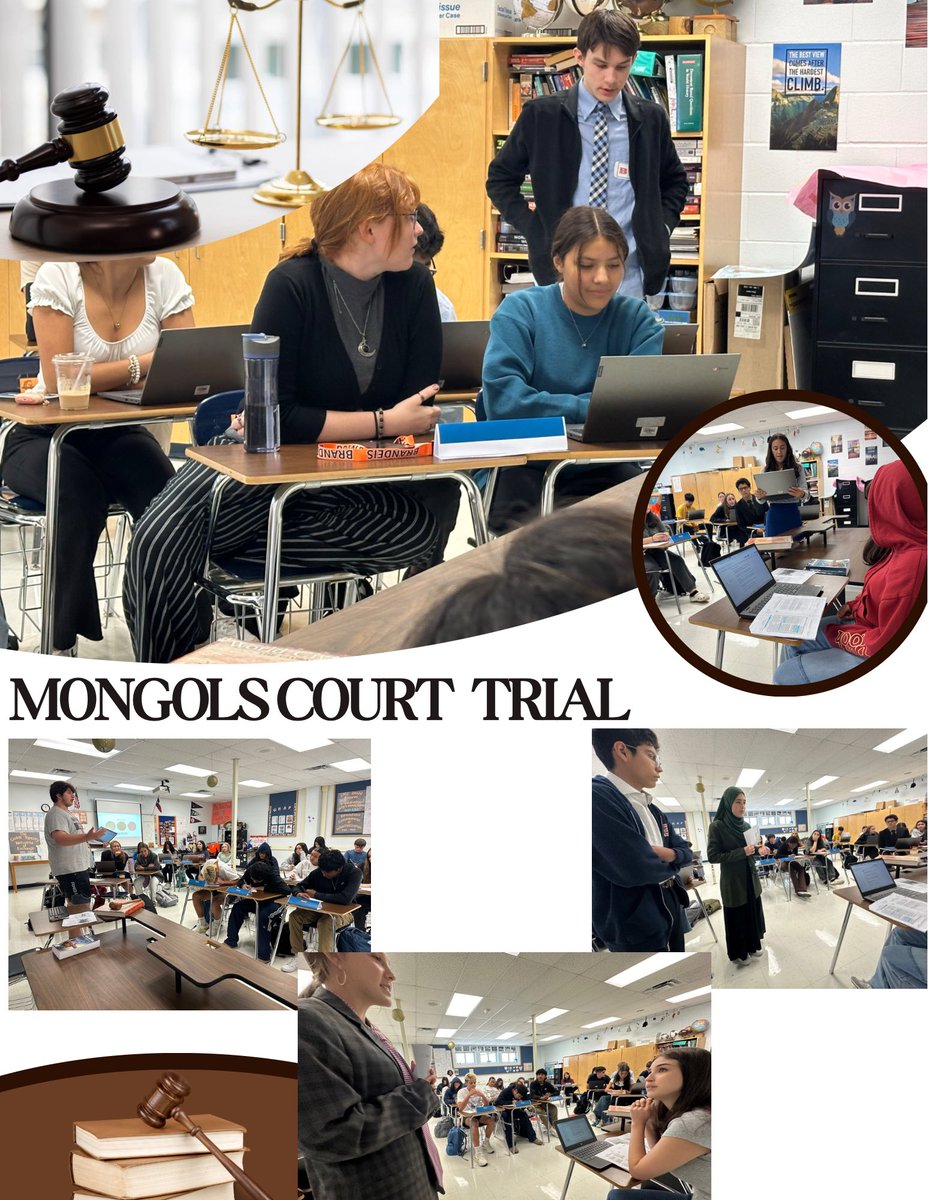 MrsHernandezBHS's tweet photo. Verdict is in!👩🏽‍⚖️ Mongol Empire has been found guilty, despite great evidence of cultural diffusion from Defense! 🌎🛖Outstanding job lawyers, witnesses and jurors arguing evidence from our #DBQ 🧡💙👏👏  @BrandeisSoc @NISDHSSocSt @geriberger08 @BHS_Shroyer https://t.co/3meC8ZZCtB