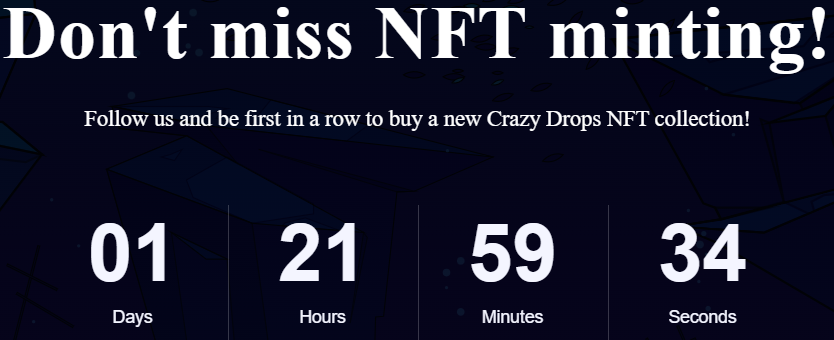 Jinking012's tweet photo. 🗓 Save the date! 🚀 Get ready for the epic launch of @crazydropsnft on October 13th at 6 PM EST! ⏰

✅@crazydropsnft inspired by Web3, built for the community and powered by @xrocketlaunch.

Let's make history together! Follow us for more updates! 

#CrazyDrops #NFts https://t.co/Um7wlMeu2H