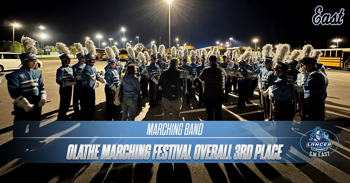 New Story: The Marching Lancers Take 3rd Place Overall at the Olathe Marching Festival
buff.ly/3tkWEin 
<a href="/SMELancerBands/">SME Lancer Bands</a>