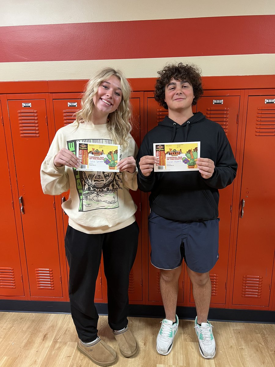 pphsstuco's tweet photo. Congratulations to our September Cardinal Fans of the Month @JuliaSprinkel &amp; @OwenNehrt3 
🔴🔵🔴🔵🔴🔵🔴🔵🔴🔵🔴🔵
Enjoy your Texas Roadhouse! https://t.co/wznLAQFK1n