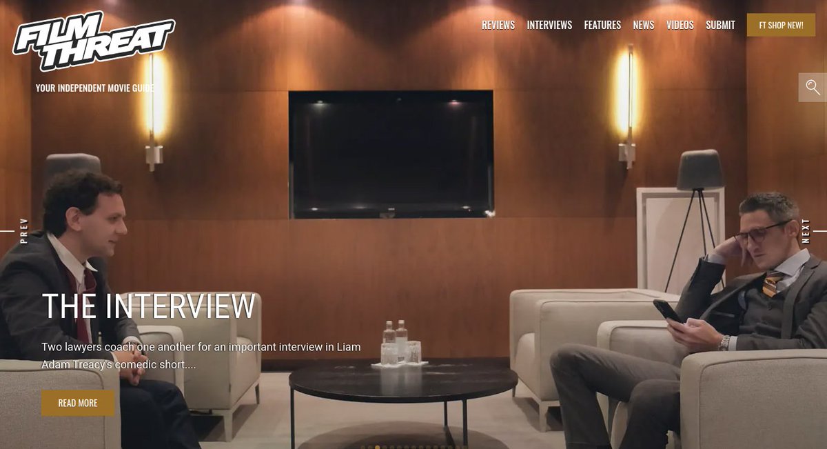 FilmThreat's tweet image. “Harrison takes it upon himself to conduct a mock interview with…himself.” Alan Ng searches for the bowtie at the end of The Interview.
filmthreat.com/reviews/the-in… #SupportIndieFilm #TheInterview #Short #Comedy