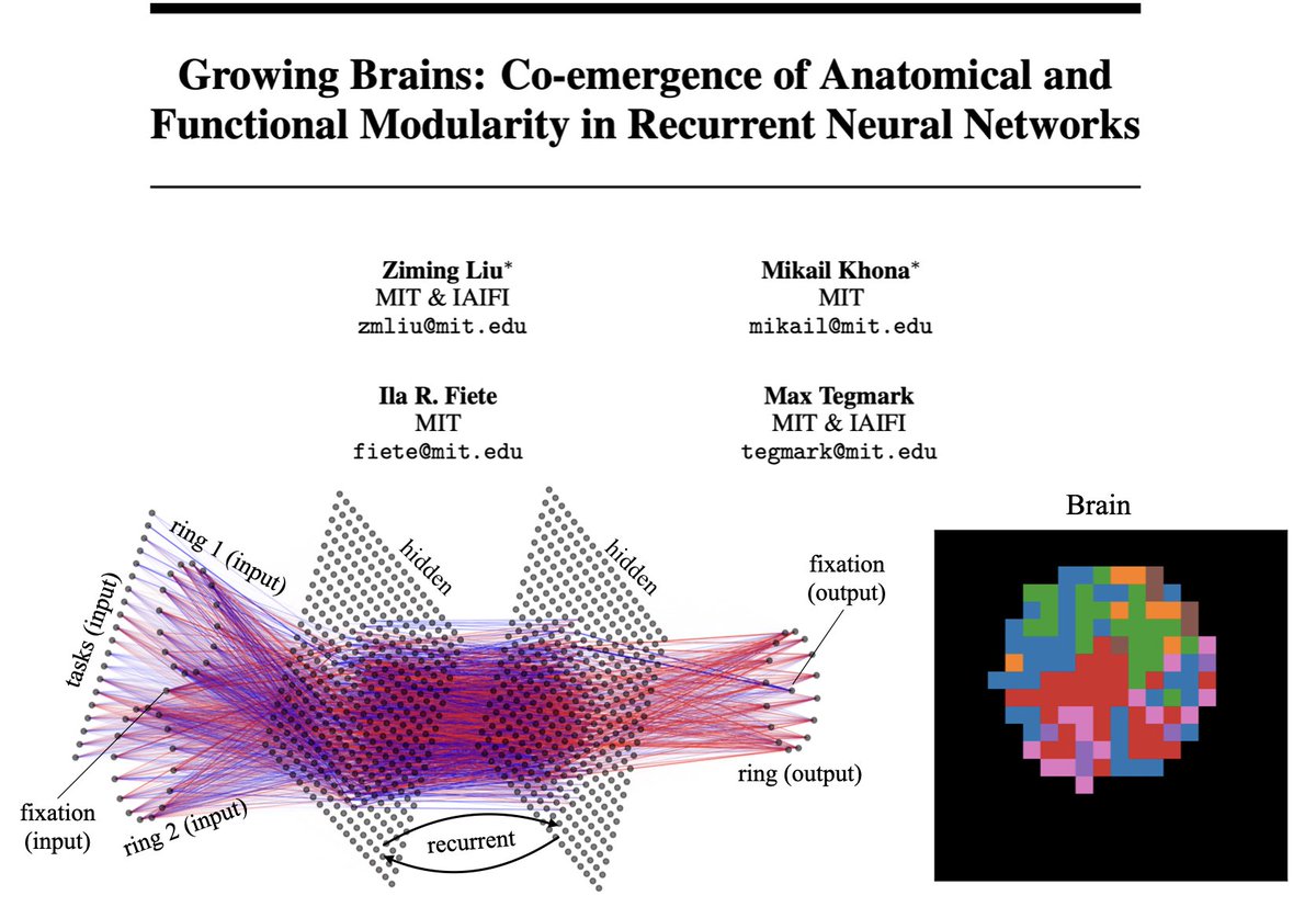 Mechanistic interpretability is not only for ML or LLM, but is even more promising for Science! A few months ago, we proposed a brain-inspired method (BIMT) for NN interpretability; Now we're happy to see that it can give something back to neuroscience - Growing brains in RNNs!