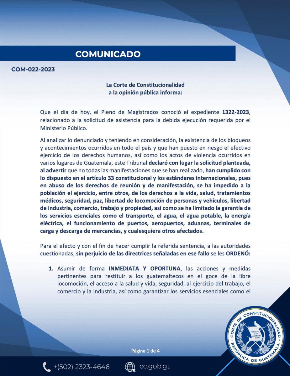 perrobravosoy's tweet photo. La @CC_Guatemala ordena a las autoridades garantizar la seguridad de todos los habitantes del país. https://t.co/jCGN8mQmEh