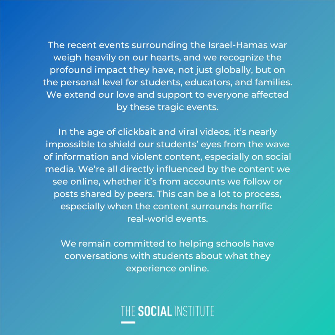 Recognizing the ethical challenge of staying educated and informed while protecting your mental health, we advise students and adults to consider limiting their social media usage in the coming days, updating settings on devices to limit exposure to content that hurts their