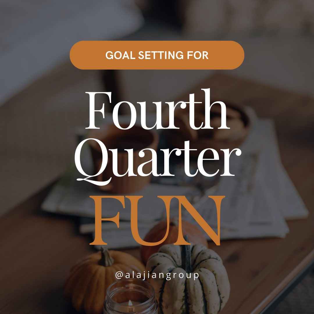 AlajianGroup's tweet photo. Creeping into the 4th quarter like a ghost in the night!🎃👻

#4thquarter #goals #goalsetting #annual #holidaysale #expenses #investment #resources #promotion #tax #accounting #alajiangroup https://t.co/eas5jgOa52