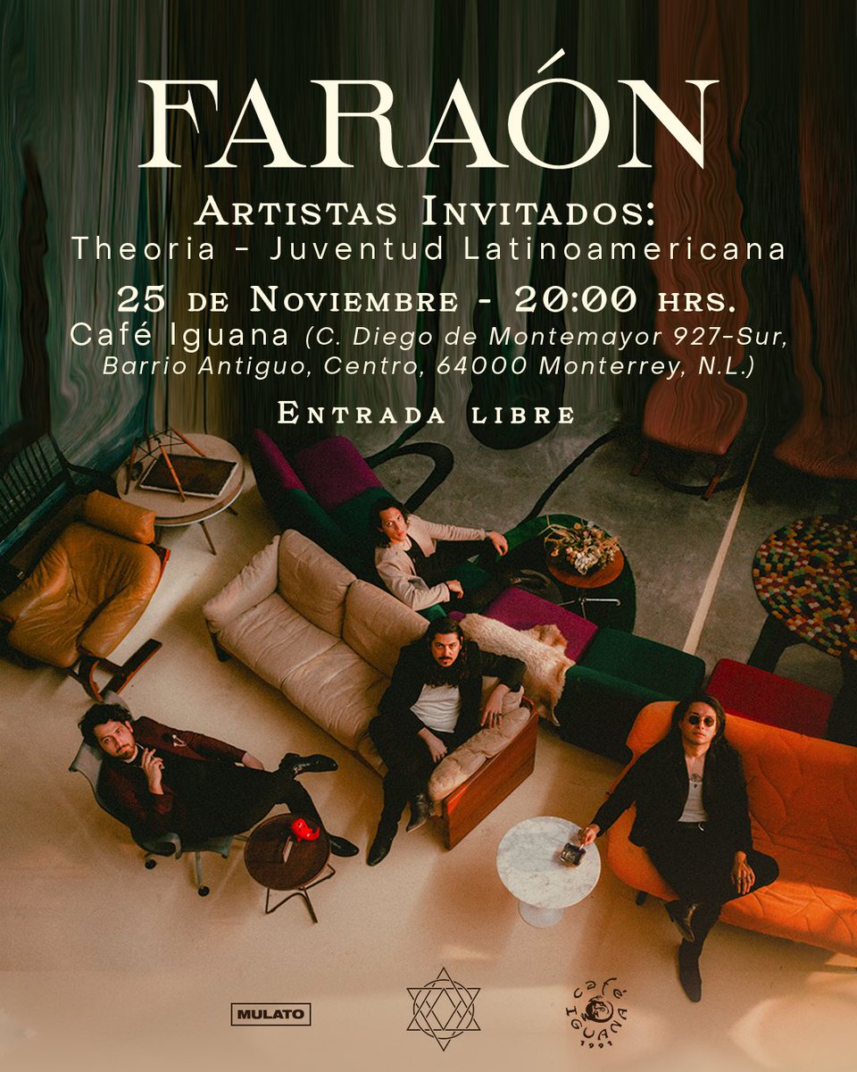 Faraón (@faraonband) on Twitter photo 𝐌𝐎𝐍𝐓𝐄𝐑𝐑𝐄𝐘💥
Estamos emocionados de poder compartir con ustedes que estaremos presentándonos el sábado 𝟐𝟓 𝐝𝐞 𝐧𝐨𝐯𝐢𝐞𝐦𝐛𝐫𝐞 en el patio del <a href="/CAFEIGUANAMX/">CAFE IGUANA</a> 🦎
Estamos preparando un show muy especial para ustedes así que nos vemos allá! 🔮📿 𝐌𝐎𝐍𝐓𝐄𝐑𝐑𝐄𝐘💥
Estamos emocionados de poder compartir con ustedes que estaremos presentándonos el sábado 𝟐𝟓 𝐝𝐞 𝐧𝐨𝐯𝐢𝐞𝐦𝐛𝐫𝐞 en el patio del <a href="/CAFEIGUANAMX/">CAFE IGUANA</a> 🦎
Estamos preparando un show muy especial para ustedes así que nos vemos allá! 🔮📿
