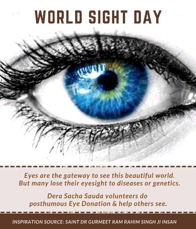 Arjun007891's tweet photo. On #WorldSightDay, let's salute the followers of Saint Gurmeet Ram Rahim Ji from Dera Sacha Sauda who are spreading the light of hope through posthumous eye donations. ๐ #VisionaryImpact https://t.co/UBHkamRkm1