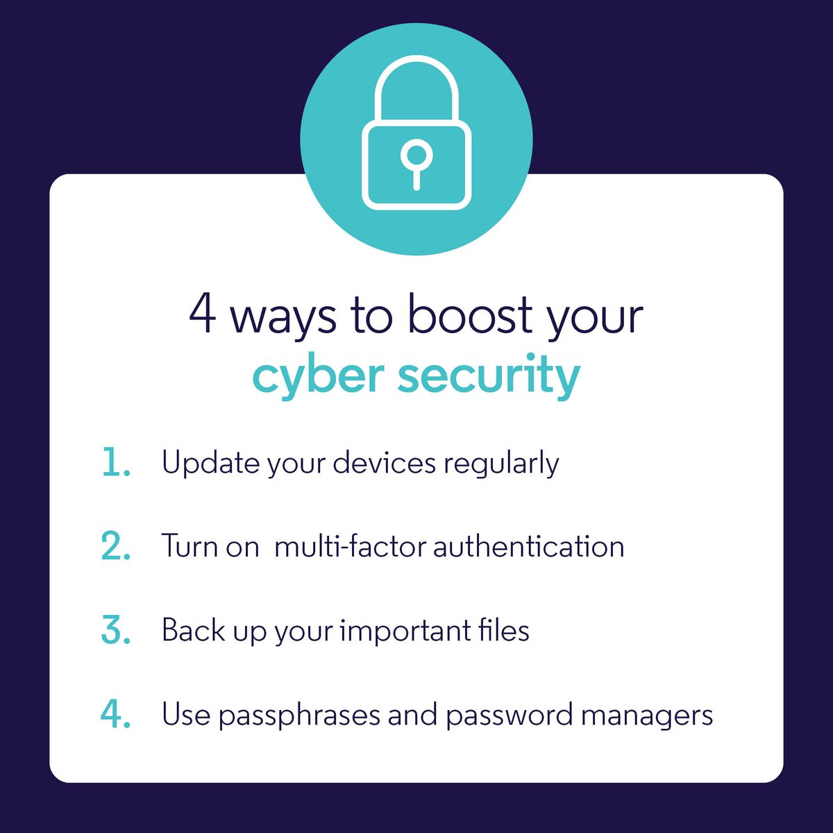 MoneySmartTeam's tweet image. October is Cyber Security Awareness Month. Follow these four simple tips to protect yourself online.

@CyberGovAU #CyberMonth2023 #CyberSecurityAwarenessMonth2023