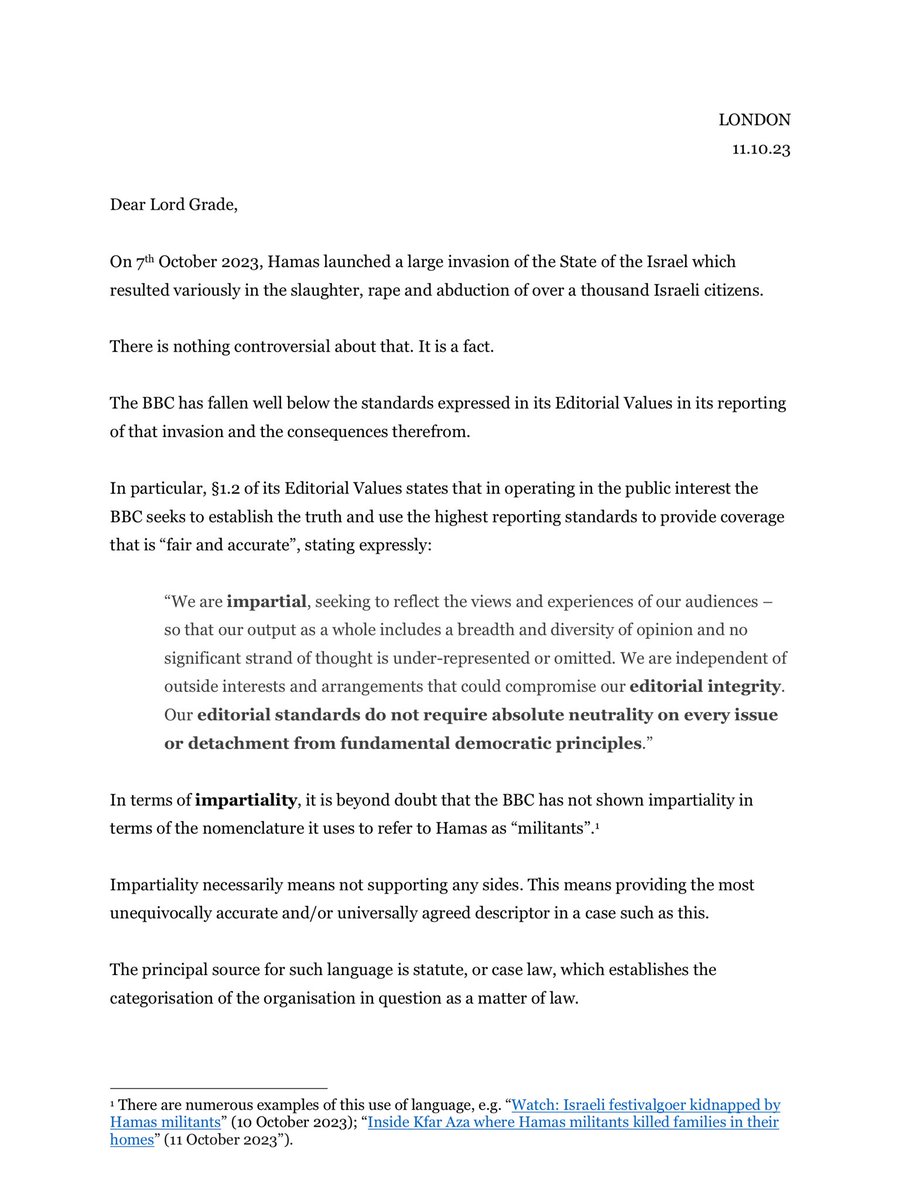 DXW_KC's tweet photo. Letter to @Ofcom from Lord Pannick KC, Lord Grabiner KC, Lord Polak, @jeremybrier and myself.

Terrorism is the right word.

It’s the word @BBCNews uses in other cases.

So why not now? https://t.co/evzqC1kCTG