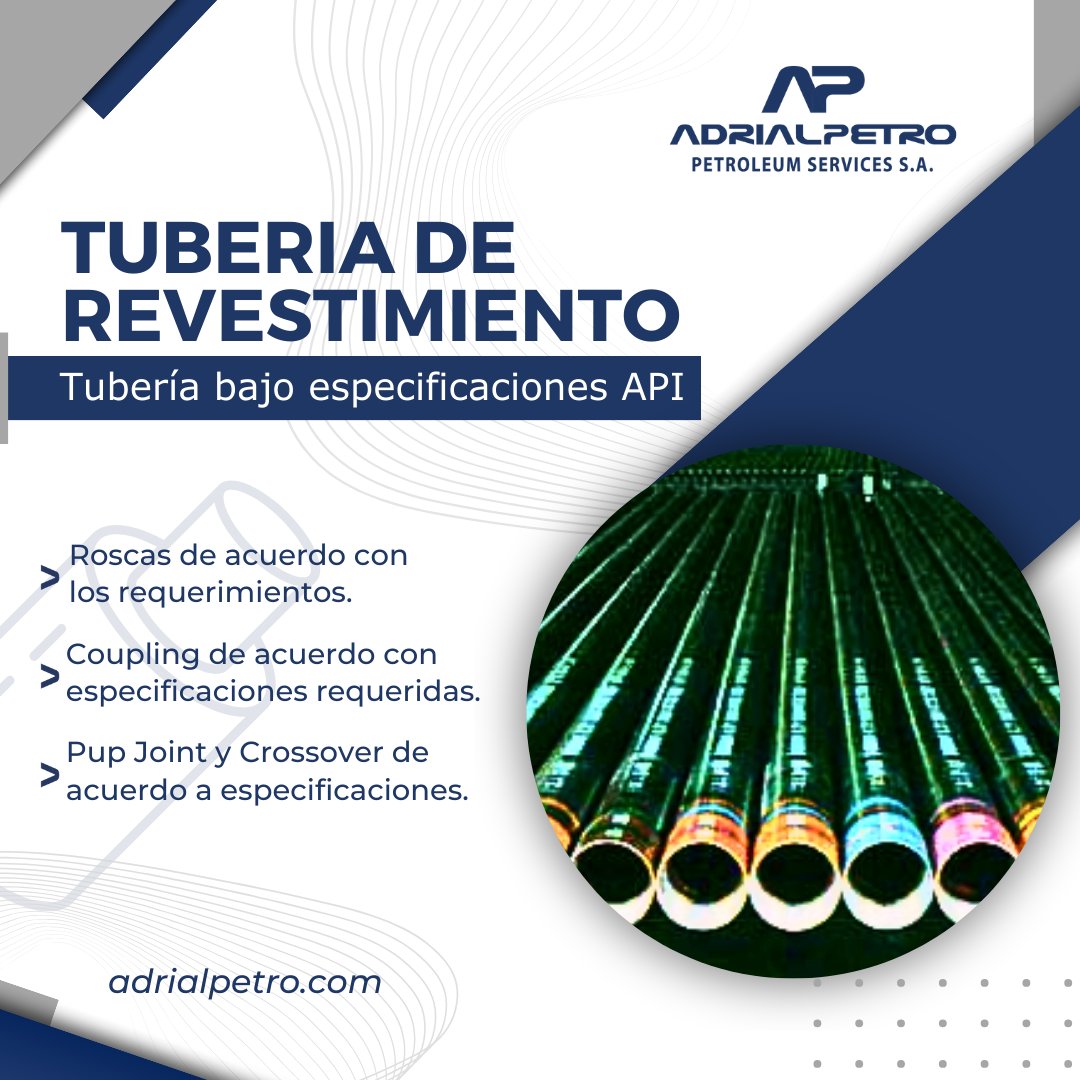 adrialpetro's tweet photo. ¡Productos Adrialpetro!
Tubería de revestimiento
✅Tubería bajo especificaciones API
📞¡Contáctanos para más información!

#adrialpetro #petroleum #productos #industriapetrolera #petroleo #serviciospetroleros #petroleumservices https://t.co/FFYB843qil