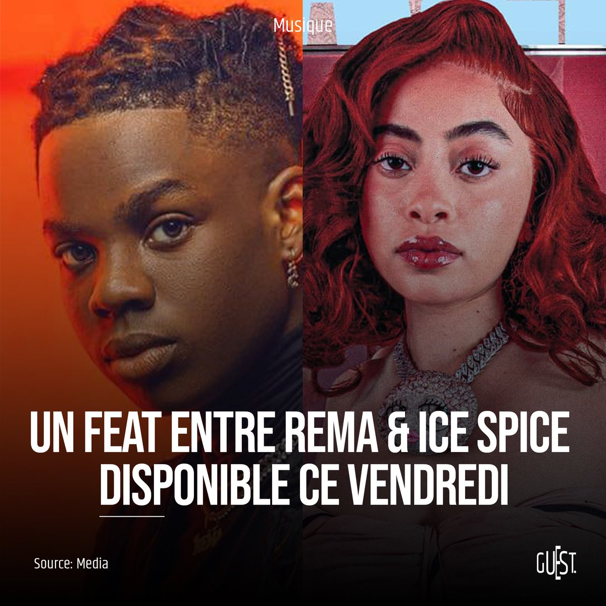 GUESTofficiel's tweet photo. Ice Spice l'a annoncé sur X .. un feat avec la star nigériane Rema sortira ce vendredi et sera intitulé PRETTY GIRL 🔥

#GUEST #IceSpice #Rema #prettygirl https://t.co/xv1iJpynoG