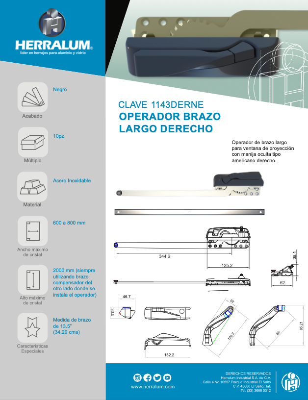 herralum's tweet photo. Nuevos operadores tipo americano HERRALUM, 1143000NE de brazo cruzado y 1143 Derecho e Izquierdo de brazo largo, con la ventaja de que la manija se esconde en el cuerpo, ideal para ventanas de aluminio y pvc https://t.co/elFvxVi0uW