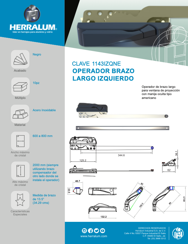 herralum's tweet photo. Nuevos operadores tipo americano HERRALUM, 1143000NE de brazo cruzado y 1143 Derecho e Izquierdo de brazo largo, con la ventaja de que la manija se esconde en el cuerpo, ideal para ventanas de aluminio y pvc https://t.co/elFvxVi0uW