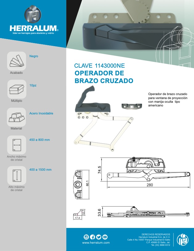 herralum's tweet photo. Nuevos operadores tipo americano HERRALUM, 1143000NE de brazo cruzado y 1143 Derecho e Izquierdo de brazo largo, con la ventaja de que la manija se esconde en el cuerpo, ideal para ventanas de aluminio y pvc https://t.co/elFvxVi0uW