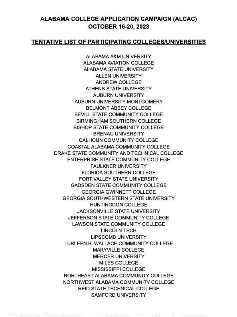 MCS_CareerCoach's tweet photo. We all hope you enjoyed your Fall Break. College Application Week is October 16th-20th. Please look at the attached lists of which colleges are planning on participating this year.  This is tentative and we will have the definite list closer to next week.  Have a wonderful week. https://t.co/Lizpy7X3dn
