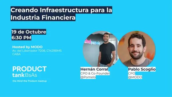 Si te interesan los temas de Producto y Fintech te invito a la próxima #ProductTankBsAs donde vamos hablar junto con <a href="/pabloscoglio/">Pablo Scoglio</a>, CPO de <a href="/MODO_Arg/">MODO</a>, en sus oficinas.

Un excelente lugar para hacer networking con gente de producto🤓
