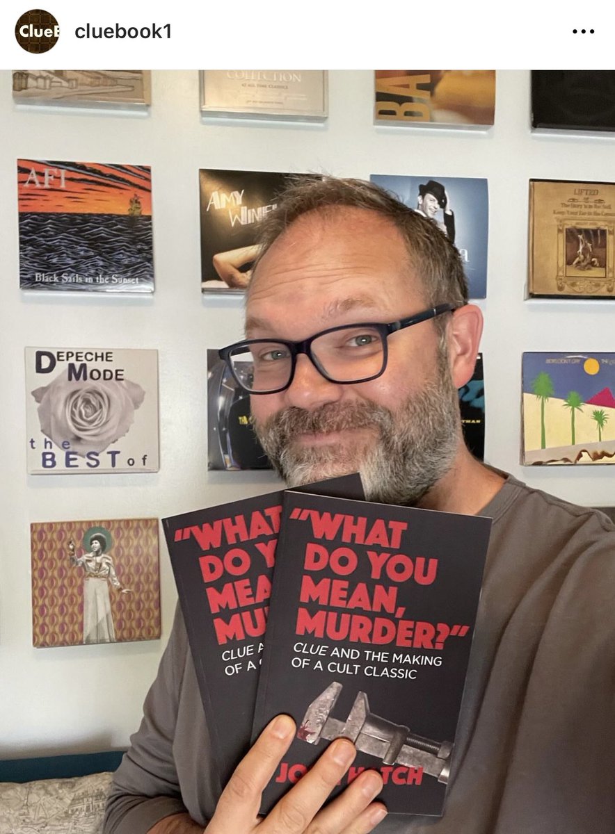 ClueDocumentary's tweet photo. “This is getting serious!” John Hatch’s “What Do You Mean, Murder?: Clue and the Making of a Cult Classic” is coming Tuesday, November 7!  Have you pre-ordered your copy yet?  @JohnHatch237 #WhatDoYouMeanMurder #JohnHatch #Clue #ClueTheMovie #ClueBook https://t.co/8dZu4ve38k