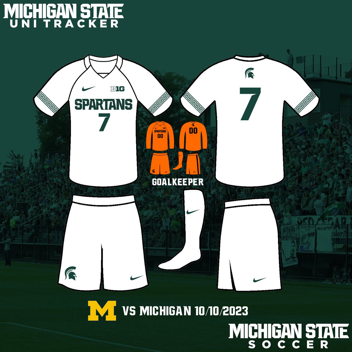 OnlyColorsUnis's tweet photo. Men's Soccer: Game 12 vs Michigan

For the first time this season, the standard white kit was paired with the neon orange goalie fit.

Record: 6-0-5 (2-0-3 B1G)
Record in Jersey: 3-0-3

#GoGreen #DefendDeMartin https://t.co/W7B0x0kLgW
