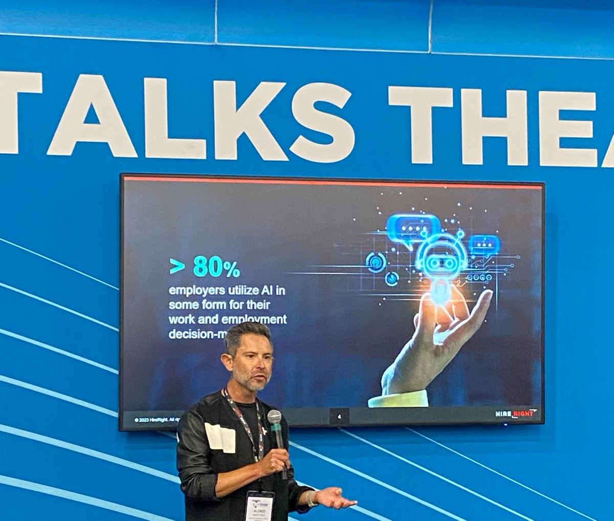 HireRight's tweet photo. "80% of employers utilize at in some form for their work and employment decision making."
Associate General Counsel Alonzo Martinez #HRTechTalk #HRTechConf https://t.co/4MrgJLetFe