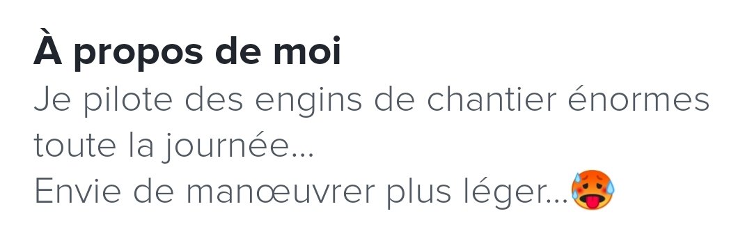 Sydeaale's tweet photo. Je crois que je vais faire de nouveau un Thread sur les bio de merde de mec tinder.

À QUI ÇA DONNE ENVIE CE GENRE DE BIO ? https://t.co/ylwAKNqDuW