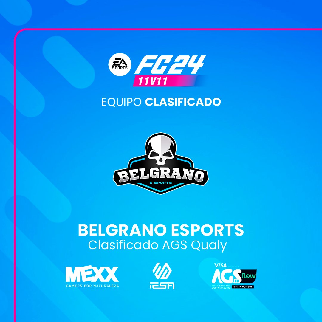 IESAFIFAar's tweet image. ¡EL PIRATA DESEMBARCA EN COSTA SALGUERO 🔵⚪!

@CABesportsok será parte de la @ArGameShow

El equipo Celeste llega a la #AGSEsports este 13, 14, 15 y 16 de Octubre🎮 en Costa Salguero.

👀 Belgrano llega clasificado gracias a su desempeño en la AGS Qualy

@MexxplayOK @IESALatam