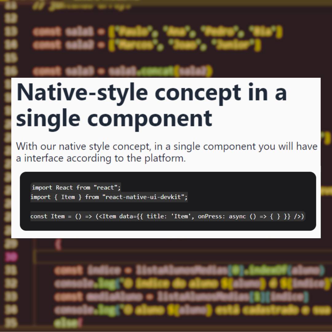 RNUIDevKit's tweet image. Native-style concept in a single component
With our native style concept, in a single component you will have a interface according to the platform.
reactnativeuidevkit.com
#reactnativeuidevkit #reactnative #reactnativedevelopers #ReactNativeDevelopment #javascript #developer…