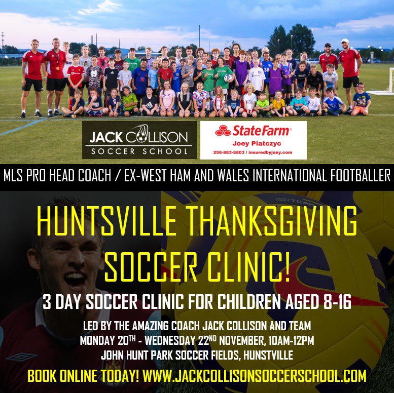 jackcollison's tweet photo. HUNTSVILLE @JCsoccerschool THANKSGIVING CLINIC is fast approaching 

Last time was so much fun - Were excited to do it all again 

Book online today - Limited spaces 

https://t.co/k1VMKRwJOX 

#JCss #HSV 💙⚽️

** REPOST &amp; RECEIVE A 10% DISCOUNT CODE ** https://t.co/eZoa8P7H89