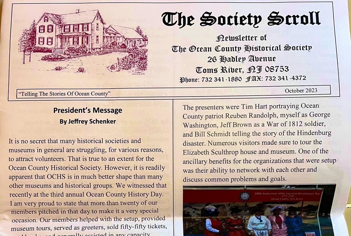 Our latest newsletter is in the mail to our members! 🥳 It’s just one of many benefits of membership - see more at: oceancountyhistory.org/support/member…