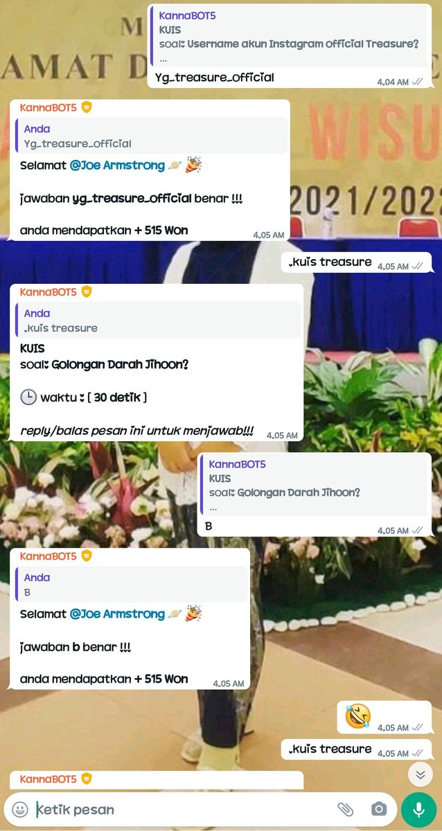 KannaBOT_WA's tweet photo. Mini game Kuis kpop di kannabot π
#botwa #tagall #bottagall #kannabot https://t.co/dAnByWfgY7