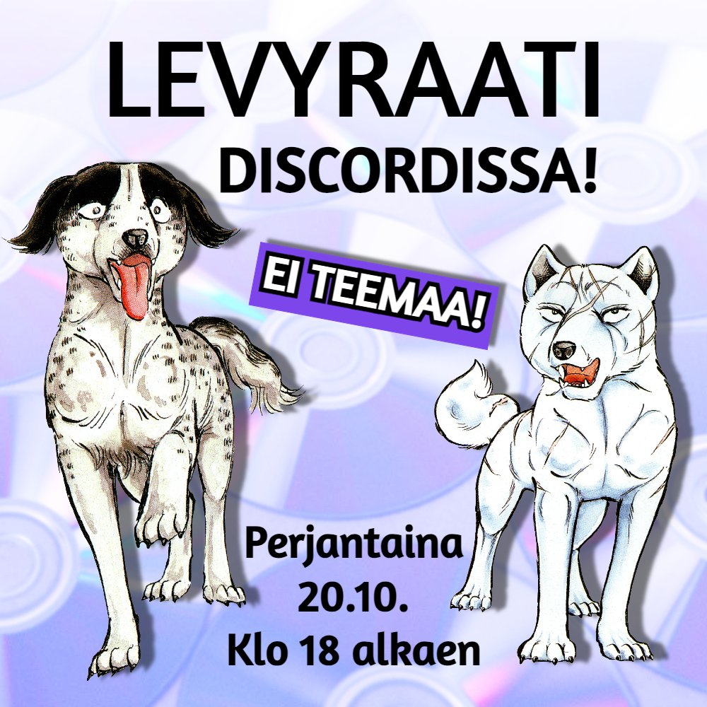 Yhdistyksen Discordissa järjestetään 20.10. klo 18 alkaen teematon levyraati. Poikkeuksellisesti biisit saavat olla yli 5 min pitkiä. Varaa mukaan kaksi biisiä ja ehkä myös kolmas varalle. Varmista, että linkit ovat julkisia.

Linkki Discordiin: hopeanuolifanit.fi/en/jaesenille/…