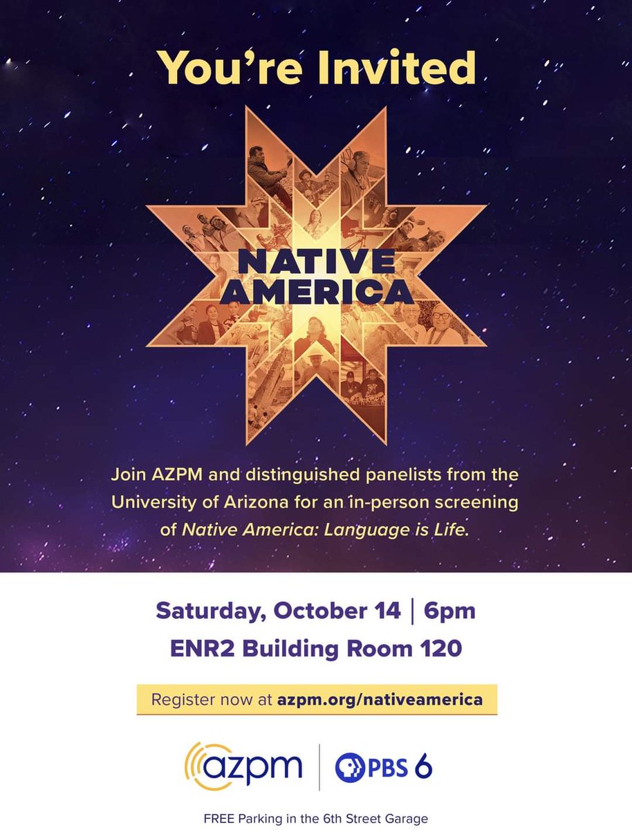 Join us for an exclusive in-person screening of Native America: Language is Life. The panel will include faculty from the American Indian Language Development Insitute (AILDI), Linguistics, and AIS. 

Register at: azpn.org/nativeamerica
