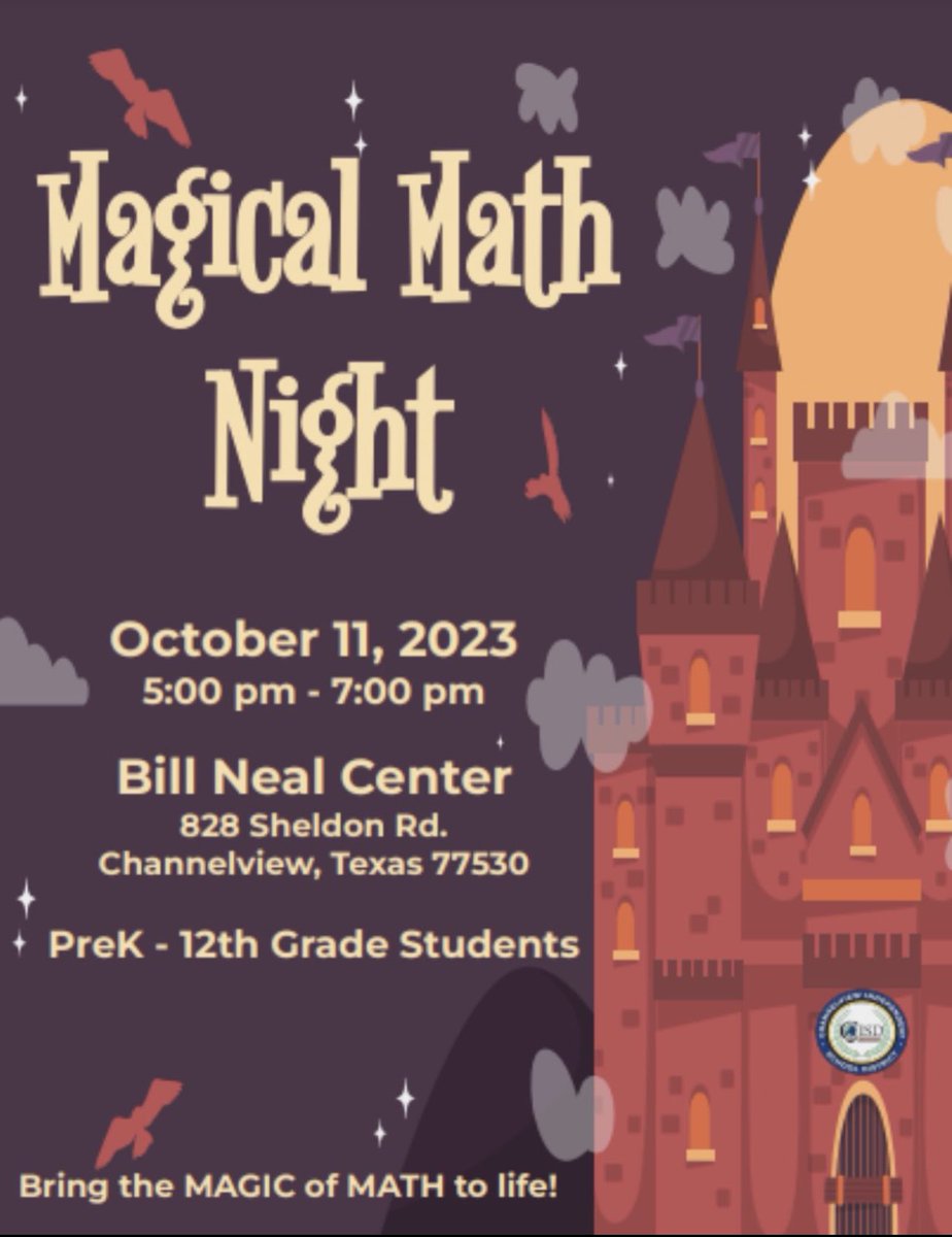 CISDSpSvcs's tweet photo. Itโs almost that time! Come join us for Magical Math Night! ๐๐#MagicalMathNight https://t.co/rDmLClJRMz